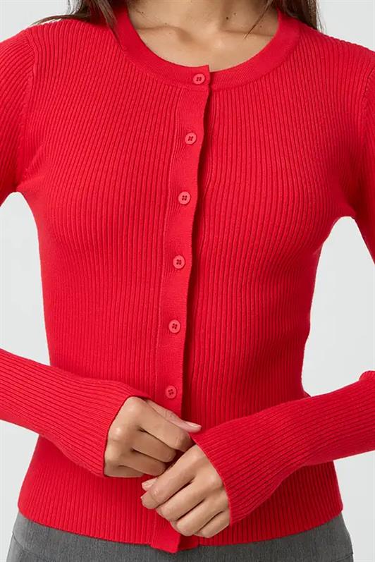 MDX Red Buttoned Long Sleeve Cardigan MG2177 - Peabody
