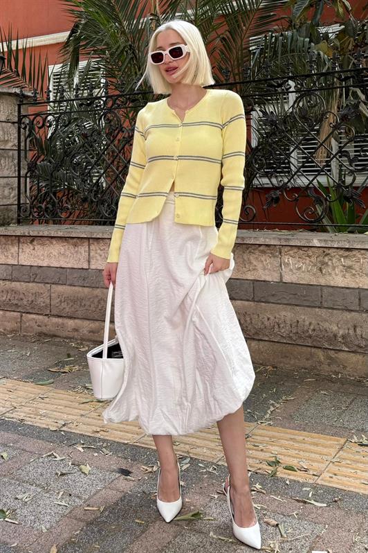 MDX Yellow Striped Women's Knit Cardigan MG2481 - Granadilla de Abona