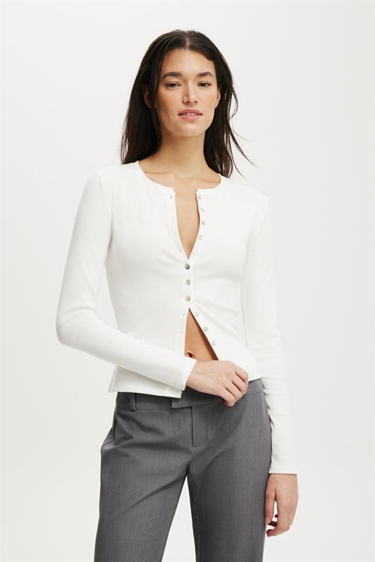 MDX White Slim Fit Buttoned Women's Cardigan MG2580 - Glenview