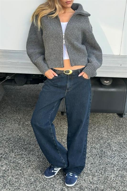 MDX Anthracite Double Zippered Women's Knit Cardigan Mg2532 - Chieri