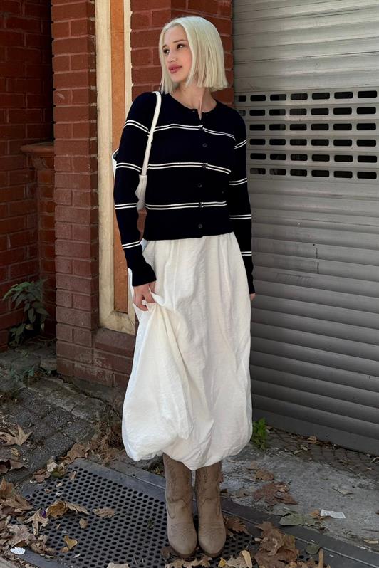 MDX Lacivert Çizgili Kadın Triko Hırka MG2481 - San Antonio Abad