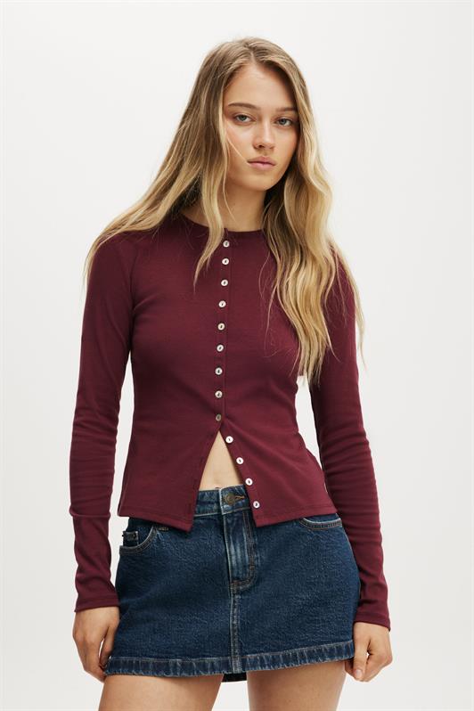 MDX Burgundy Slim Fit Buttoned Women's Cardigan MG2580 - Liepāja