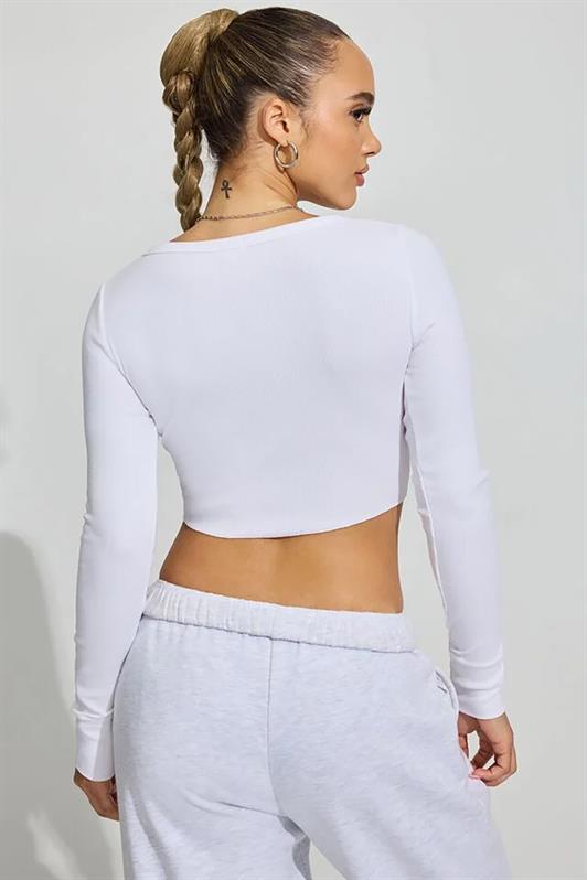 MDX White Long Sleeve Buttoned Cardigan Crop Sweater MG2193 - Tultitlán de Mariano Escobedo