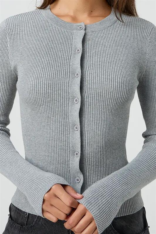 MDX Gray Buttoned Long Sleeve Cardigan MG2177 - Green Bay