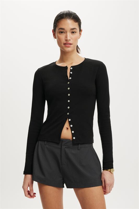 MDX Siyah Slim Fit Düğmeli Kadın Hırka MG2580 - Irákleio