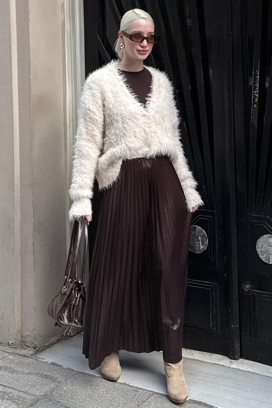 MDX Bej Sakallı Düğmeli Kadın Hırka MG2570 - Boucherville