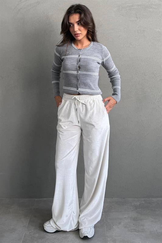 MDX Gri Çizgili Kadın Triko Hırka MG2481 - San Luis Río Colorado