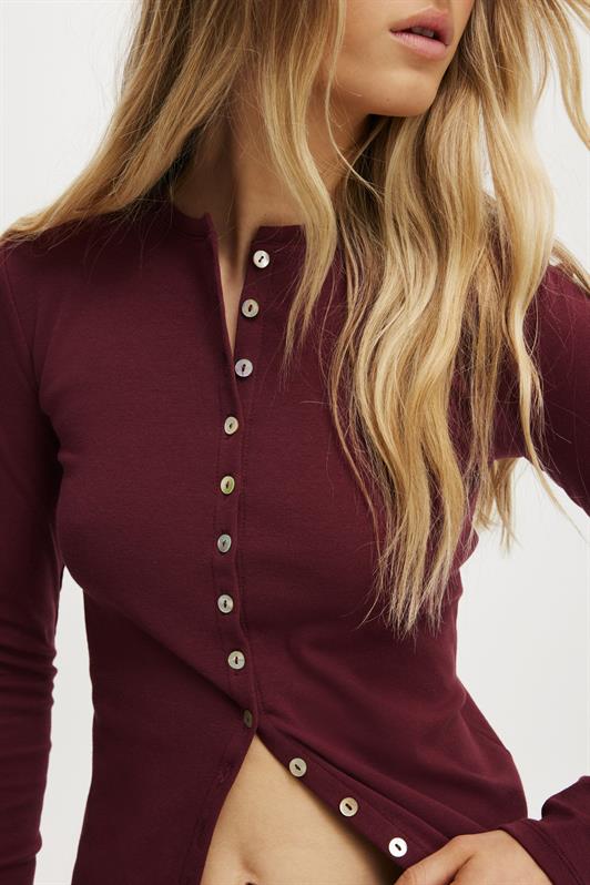 MDX Burgundy Slim Fit Buttoned Women's Cardigan MG2580 - Liepāja
