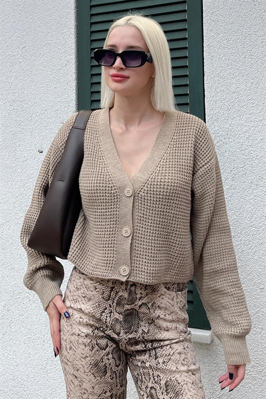 MDX Mink Long Sleeve Buttoned Crop Cardigan MG2198 - Fayetteville