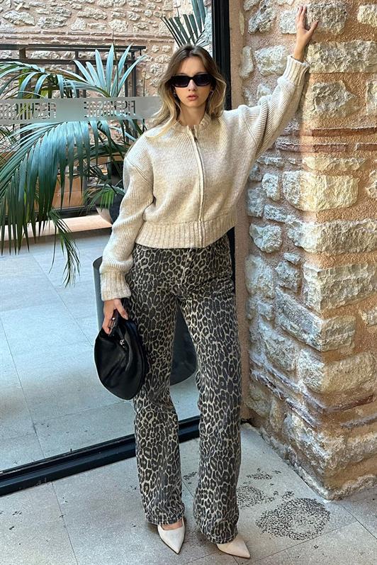 MDX Beige Zippered Long Sleeve Knit Cardigan MG2061 - Silao
