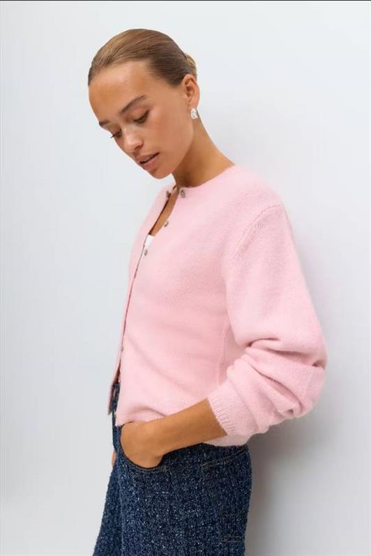 MDX Pembe Rahat Kalıp Düğmeli Triko Kadın Hırka MG2552 - Brentwood