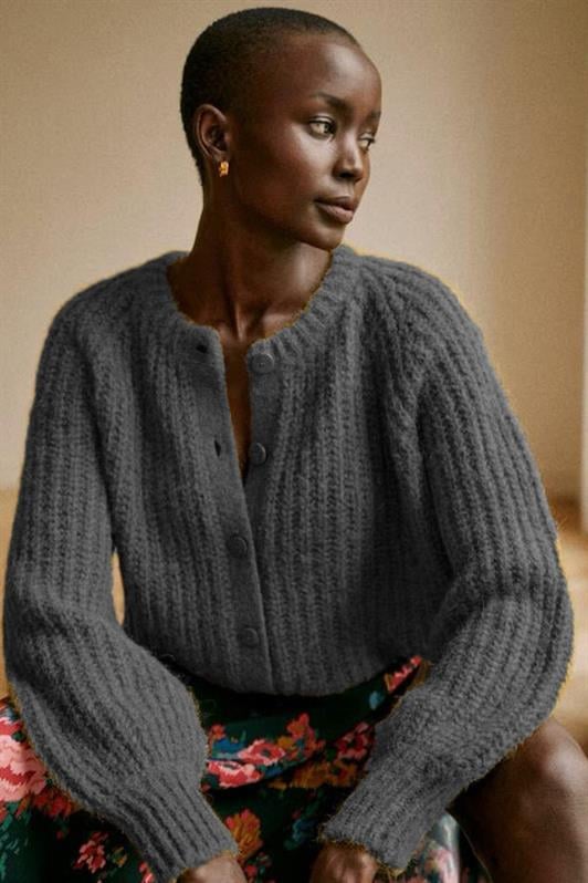 MDX Anthracite Bicycle Neck Thessaloniki Knitted Buttoned Women's Cardigan Mg2487 - Brunswick