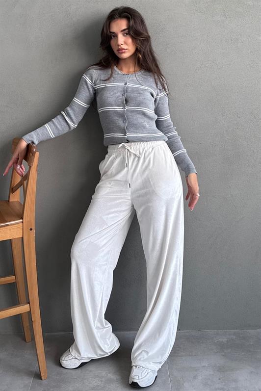 MDX Gri Çizgili Kadın Triko Hırka MG2481 - San Luis Río Colorado