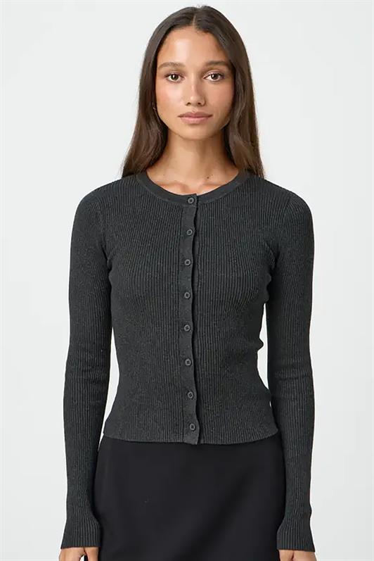 MDX Anthracite Buttoned Long Sleeve Shawl Collar Cardigan MG2177 - Arecibo