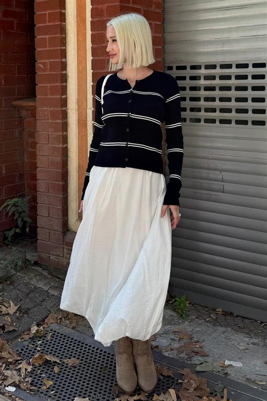 MDX Lacivert Çizgili Kadın Triko Hırka MG2481 - San Antonio Abad