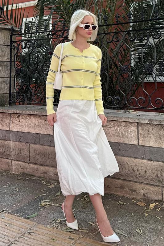 MDX Yellow Striped Women's Knit Cardigan MG2481 - Granadilla de Abona