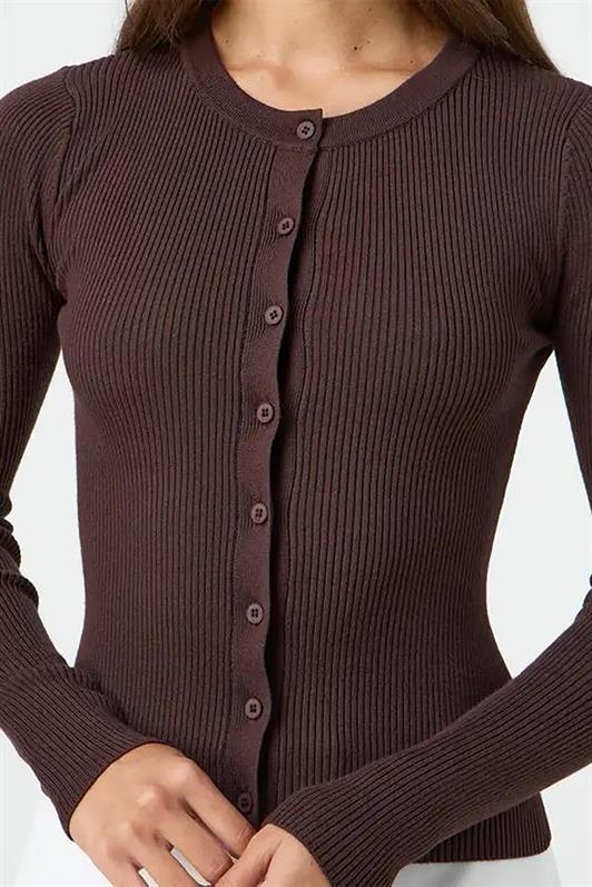 MDX Brown Buttoned Long Sleeve Cardigan MG2177 - Chernihiv