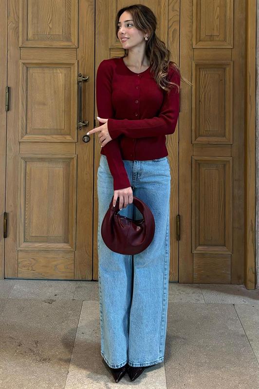 MDX Burgundy Buttoned Long Sleeve Knit Cardigan MG2218 - Collegno