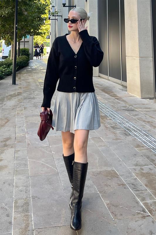 MDX Black Button Detailed Knit Cardigan MG2199 - Pristina
