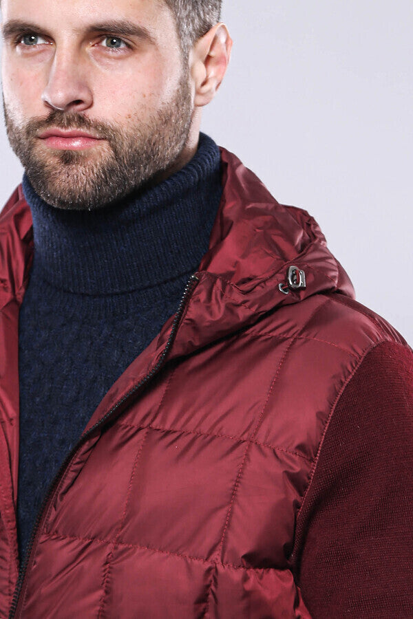 WSS Hooded Burgundy Coat Jacket  - Stockton