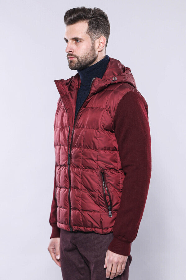 WSS Hooded Burgundy Coat Jacket  - Stockton