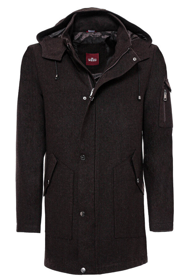 WSS Hooded Cachet Hidden Zippered Brown Coat  - Limburg