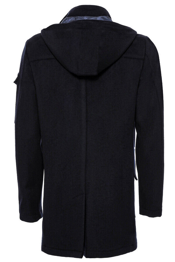 WSS Hooded Cachet Hidden Zippered Navy Coat  - Autlán de Navarro