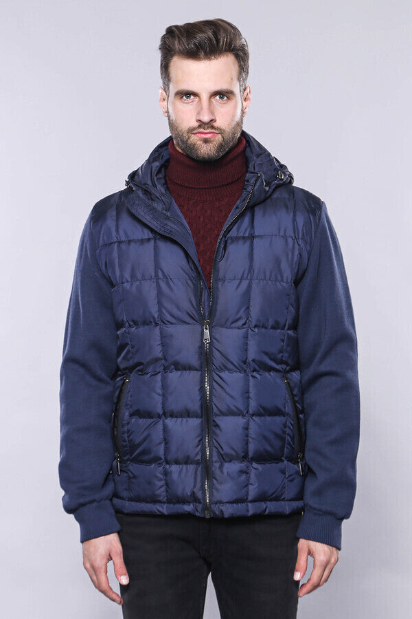 WSS Hooded Navy Blue Men Winter Coat  - San Pedro Mixtepec