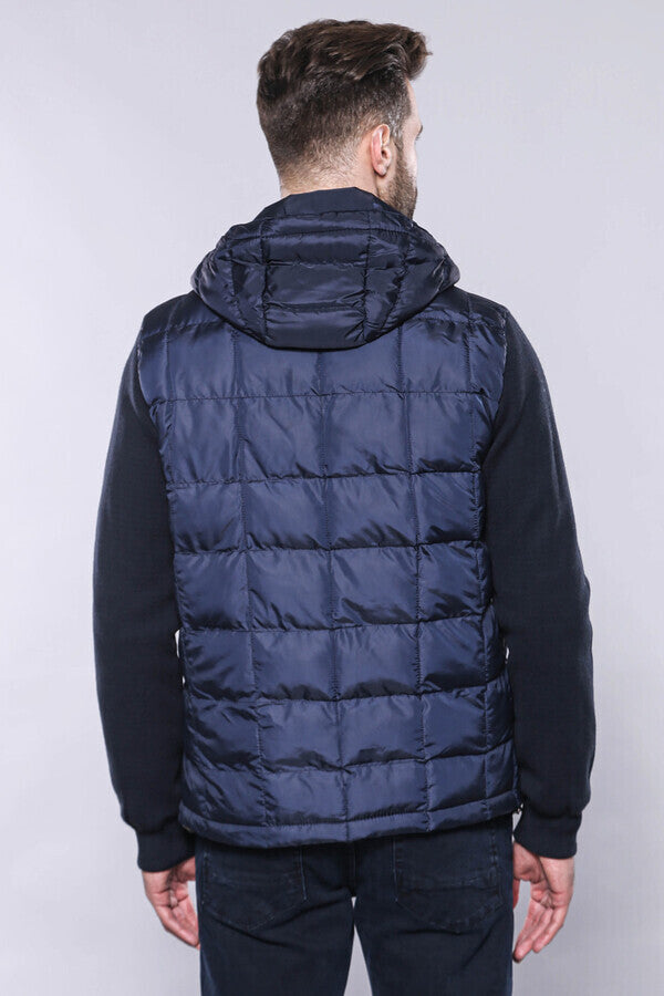 WSS Hooded Navy Blue Coat Jacket  - Mira