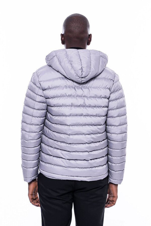WSS Hooded Quilted Grey Men Coat  - Cary