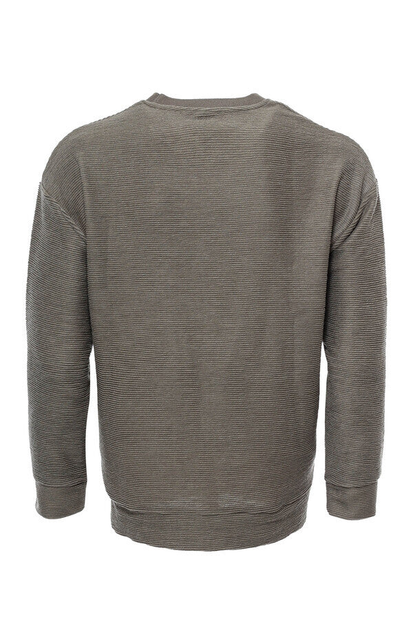 WSS Horizontal Striped Khaki Men's Sweatshirt  - Singen