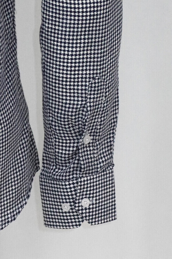 WSS Houndstooth Pattern Navy Blue Men Shirt  - Orizaba