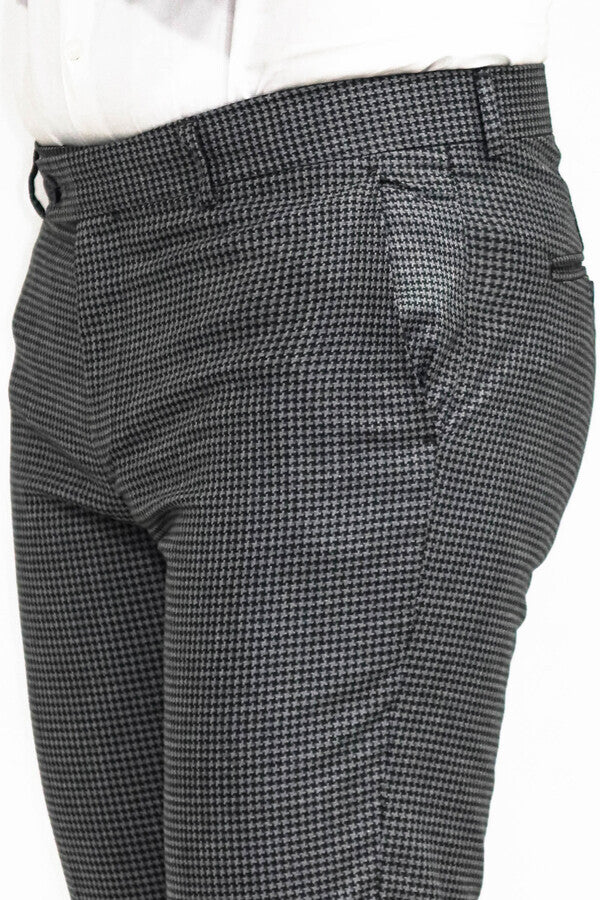 WSS بنطال رجالي منقوش بنقشة Houndstooth - سينجين