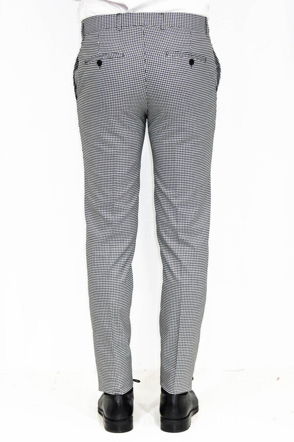 WSS Houndstooth Patterned Black Men Pants  - Newport Beach