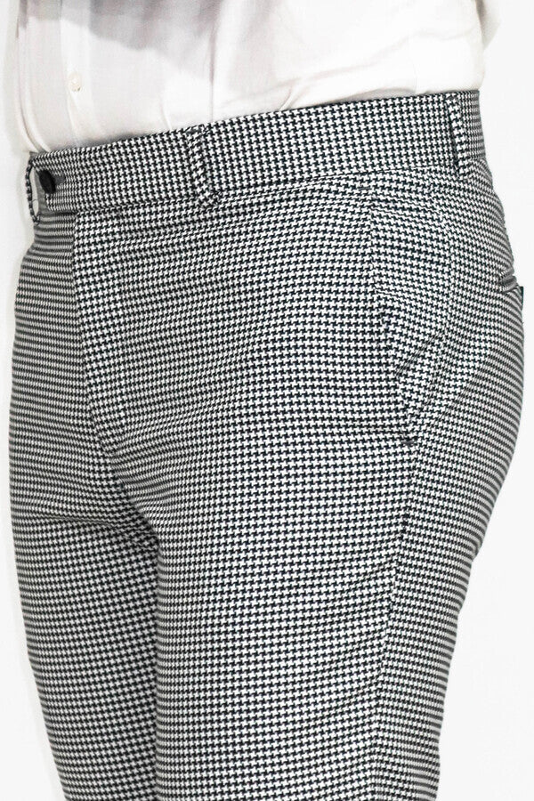 WSS Houndstooth Patterned Black Men Pants  - Newport Beach