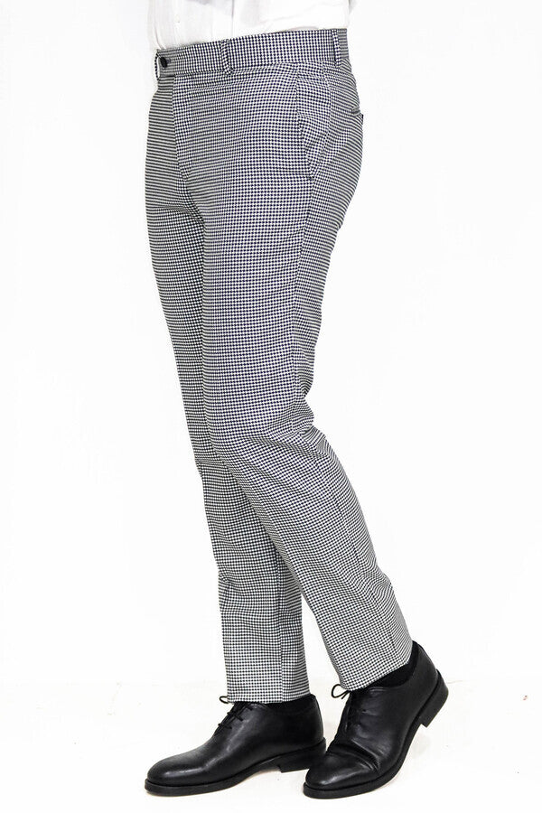 WSS Houndstooth Patterned Black Men Pants  - Newport Beach