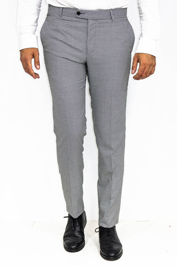 WSS Houndstooth Patterned Black Men Pants  - Newport Beach