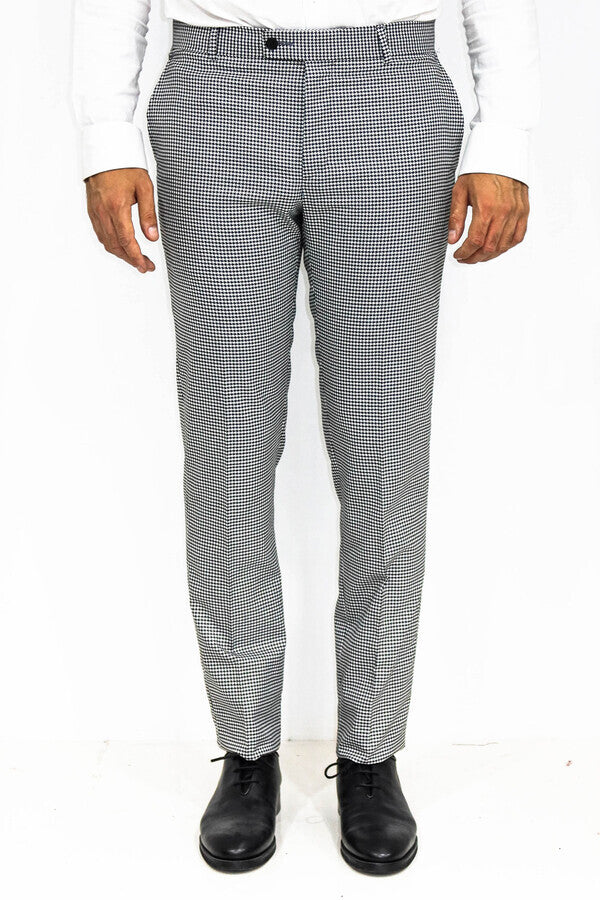 WSS Houndstooth Patterned Black Men Pants  - Newport Beach