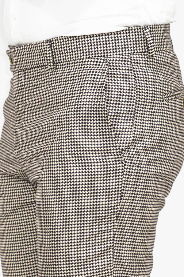 WSS Houndstooth Patterned Light Brown Men Pants  - Joliet