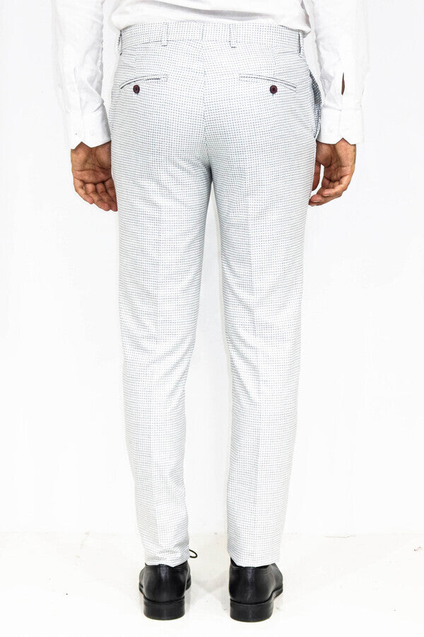 WSS Houndstooth Patterned Light Grey Men Pants  - Northglenn