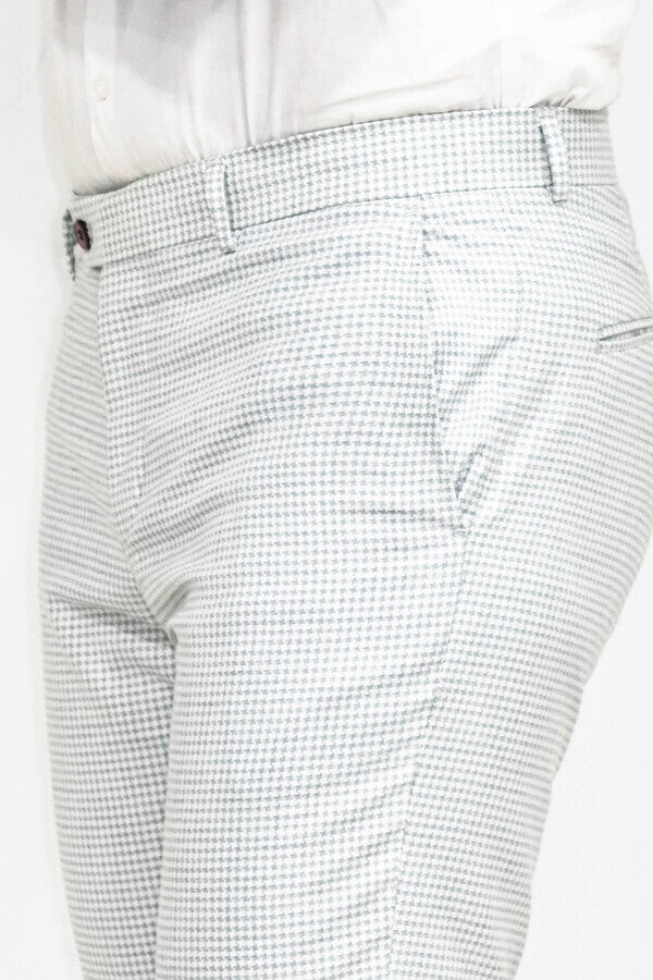 WSS Houndstooth Patterned Light Grey Men Pants  - Northglenn