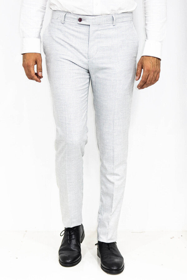 WSS Houndstooth Patterned Light Grey Men Pants  - Northglenn