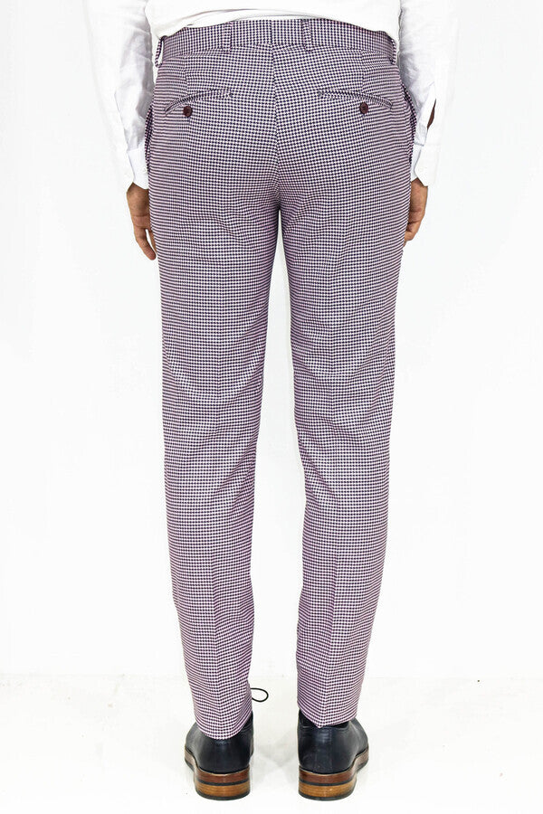 WSS Houndstooth Patterned Light Purple Men Pants  - Gouda