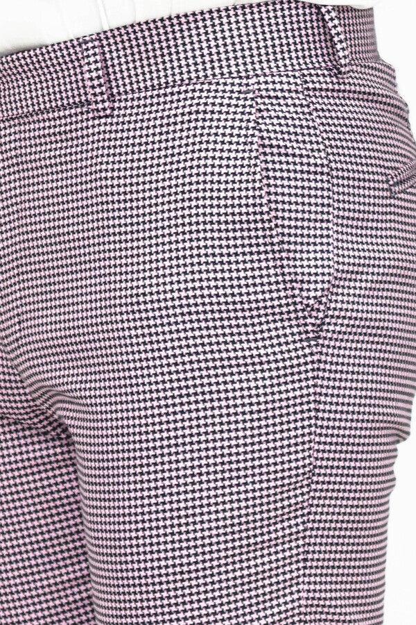 WSS Houndstooth Patterned Light Purple Men Pants  - Gouda
