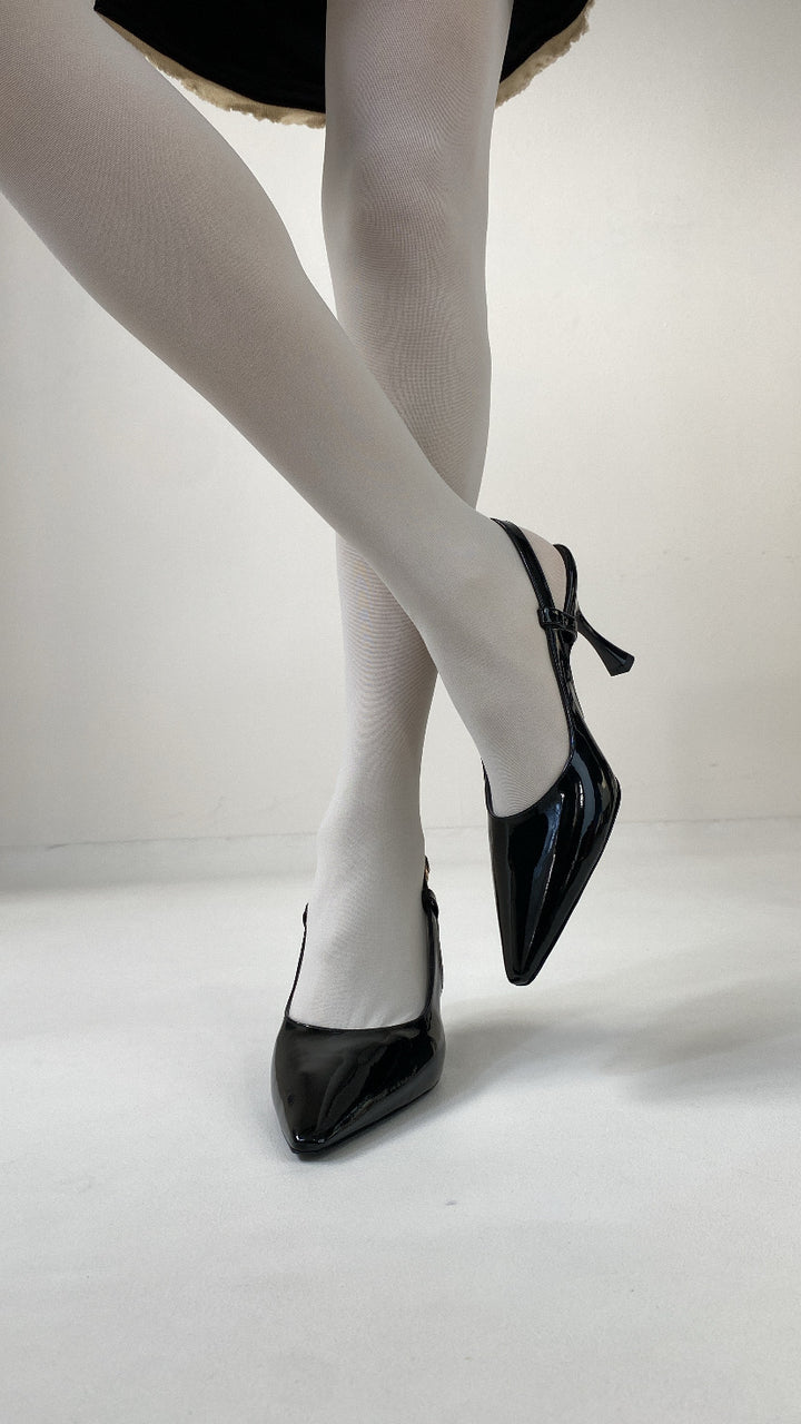 DSM Laser Black Patent Leather Low Heel Women's Shoe - Casalecchio di Reno