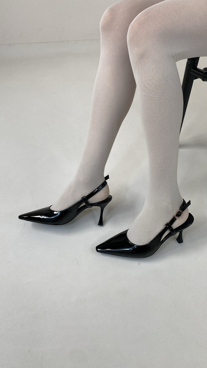 DSM Laser Black Patent Leather Low Heel Women's Shoe - Casalecchio di Reno