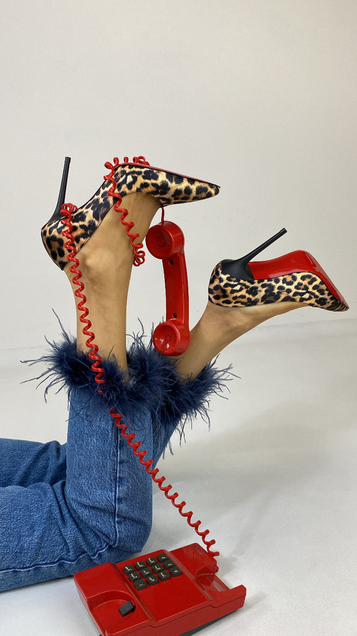 DSM Tess Stiletto Leopard Print High Heel Women's Shoe - Tamarac