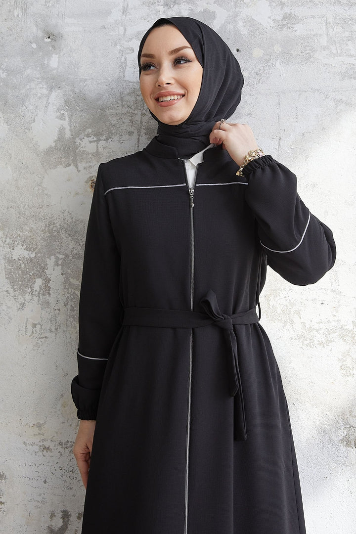 MDS Women Milena Belt Detail Belted Abaya - Black - Chalkída