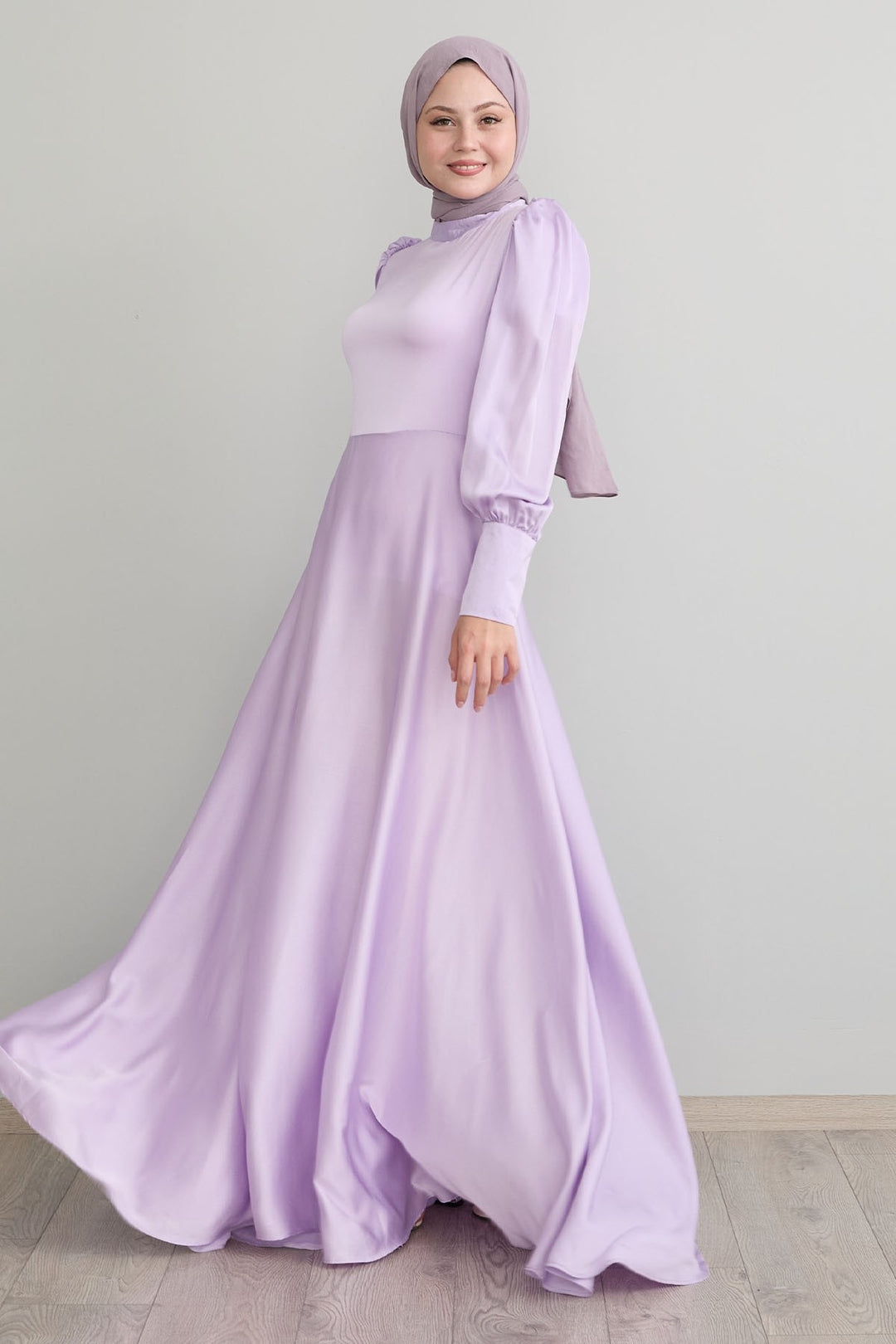 MDS Women Sleeve Zippered Lilac Satin Dress - Monrovia