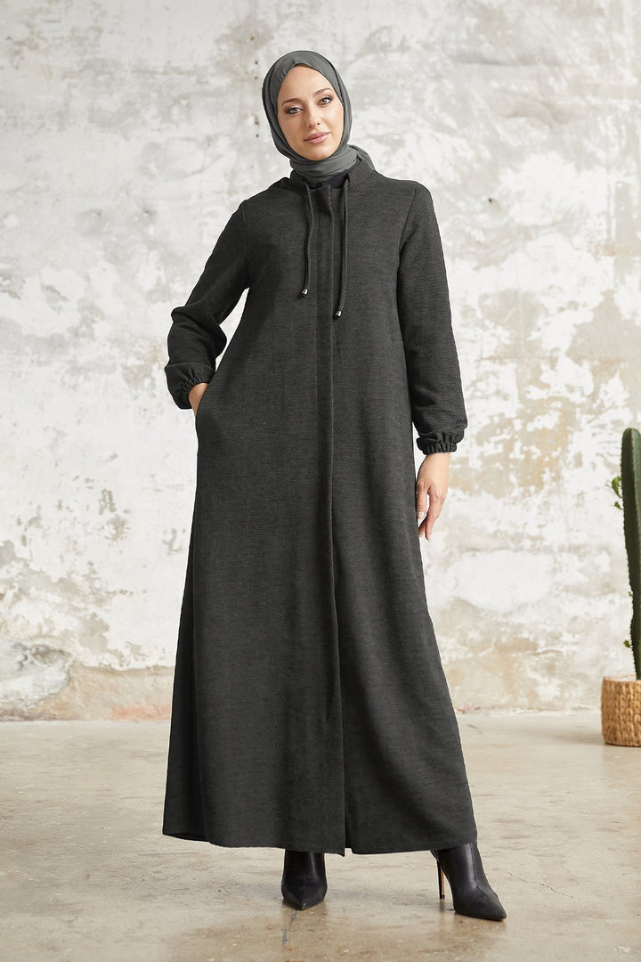 MDS Women Levina Secret Snap Abaya - Anthracite - Tyler